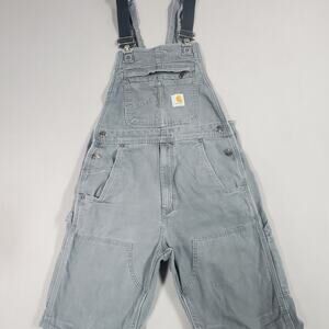 Carhartt Rugged Flex Canvas Bib Overalls Men's Size 30x30 Gray Double Knee